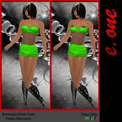 e.one Mesh Panel Dress Toxic Green
