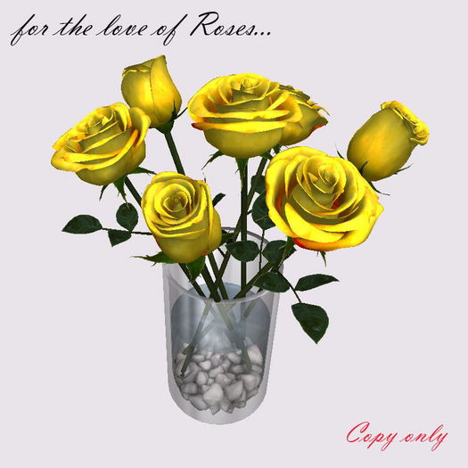 Vase of Roses - pebbles - Yellow