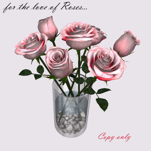 Vase of Roses - pebbles  - Pink