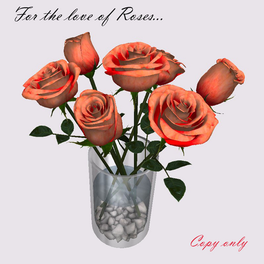 Vase of Roses - pebbles  - Orange