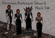 Victorian Burlesque Silver & Black Silk