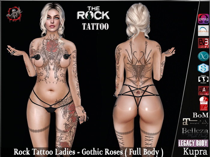 Rock Tattoo Ladies -  Gothic Roses ( Full Body )
