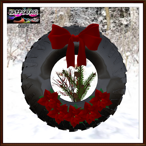 Christmas - Time to Recycle - Black Tire Wreath