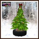 Christmas - Time to Recycle - GreenFirTree & Tire Planter