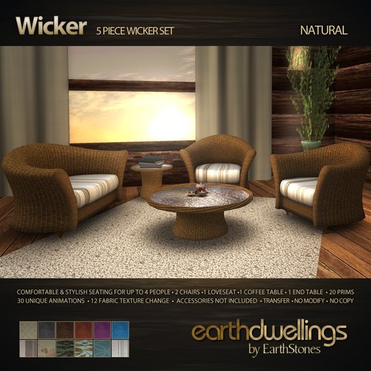 EarthDwellings by EarthStones - Wicker Set - Natural (BOX)