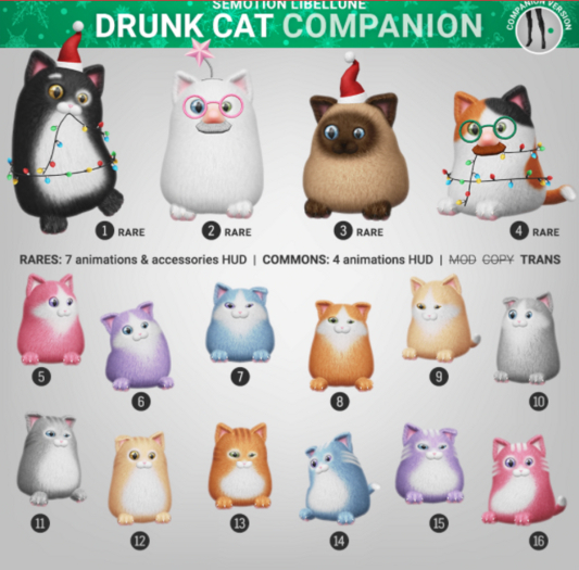 4. SEmotion Libellune Drunk Cat Animesh RARE