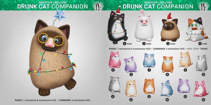 2. SEmotion Libellune Drunk Cat Animesh RARE