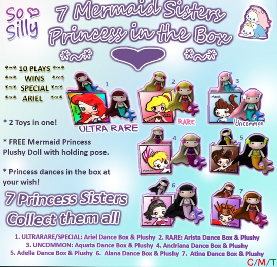 02 So Silly 7 Mermaid Princess Box/Plushy - Arista RARE