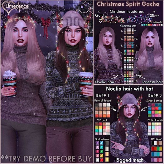 19. Limerence-Noelia hair with hat-Natural+VIP RARE