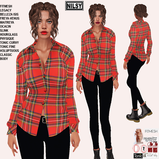 TARTAN SHIRT&LEGGINGS,CLASSIC&MESH BODY