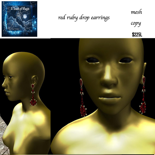 Red Ruby Drop earrings- Bag