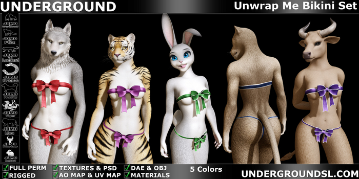 (UG) - Unwrap Me Bikini Furry Set