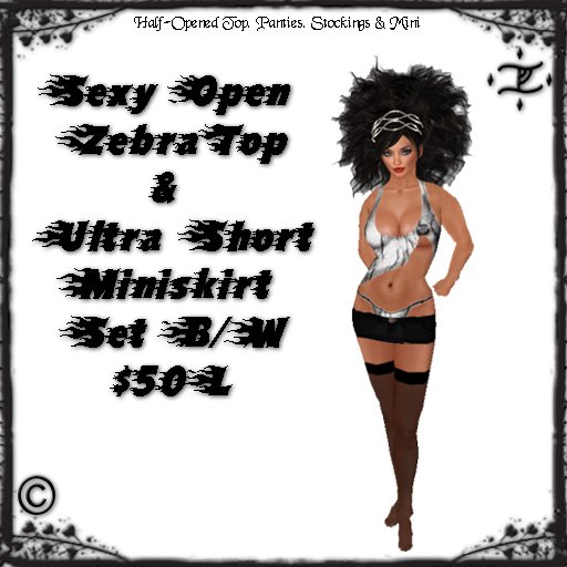 Ultra Short Mini Skirt Set  B/W