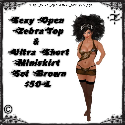 Ultra Short Mini Skirt Set Brown