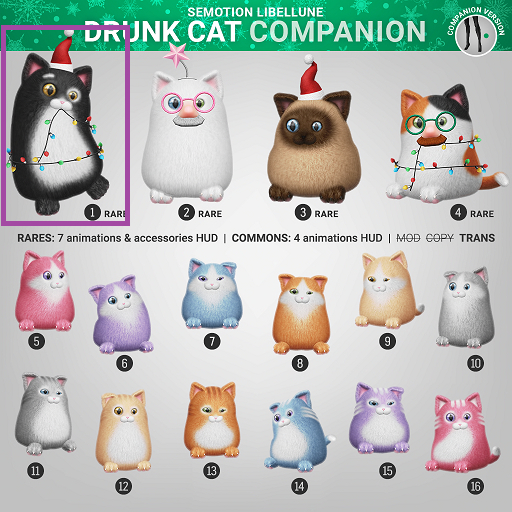 1. SEmotion Libellune Drunk Cat Animesh RARE