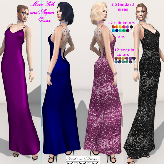 FD-Mara Silk and Sequin Dress 12 colors