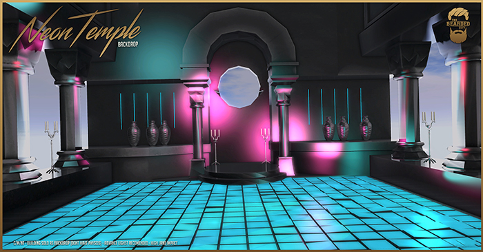 Neon Temple Backdrop - The Bearded Guy