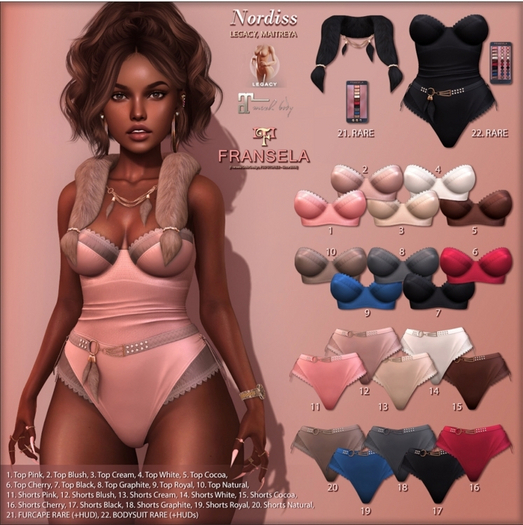 FRANSELA: "Nordiss" SET BLACK 7 & 17(TOP+SHORTS) MAITREYA