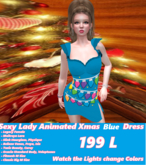 Sexy Lady Animated Xmas Lights Dress Blue