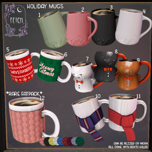 12. [Fetch] Holiday Mugs - Sweater Solid FATPACK (rez me) RARE