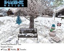 Snowy Park Bench & Tree
