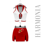 * Harmonia Red Santas Baby Girl Outfit Maitreya Petite Sweet Candy Cane with White Top Skirt Christmas Set