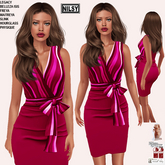 STRIPE TOP BOW DRESS,MESH BODY