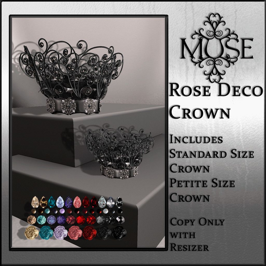 [MUSE] Rose Brooch Crown - Black V2 pkg hud
