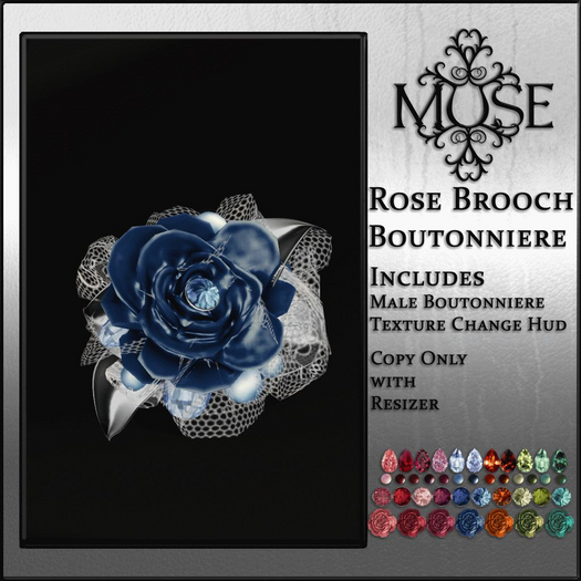 [MUSE] Rose Brooch Boutonniere - Silver V1 pkg hud
