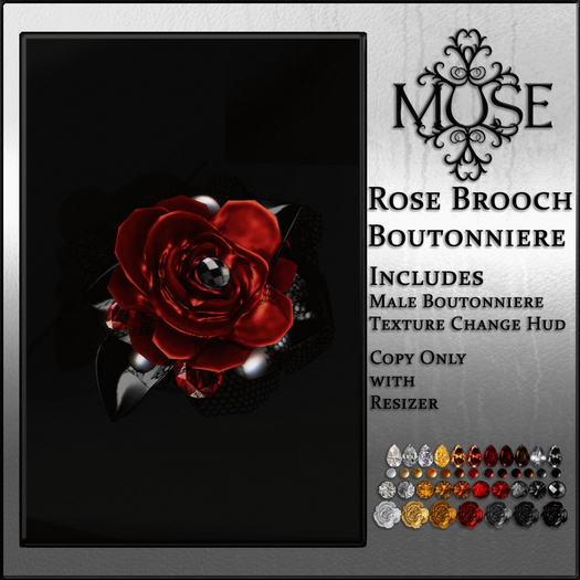 [MUSE] Rose Brooch Boutonniere - Halloween pkg hud