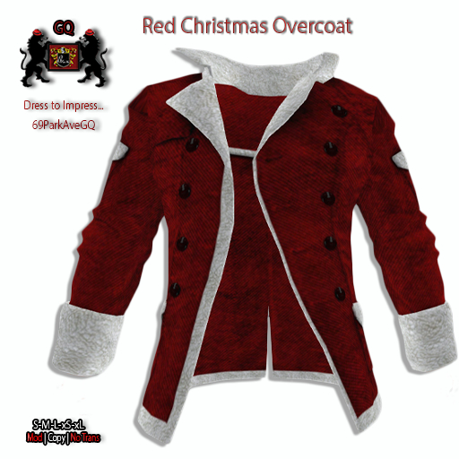 69ParkAveGQ - Red Christmas Overcoat"
