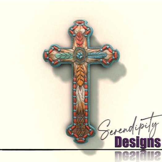 Serendipity Designs - Tribal Feathers Wall Cross 