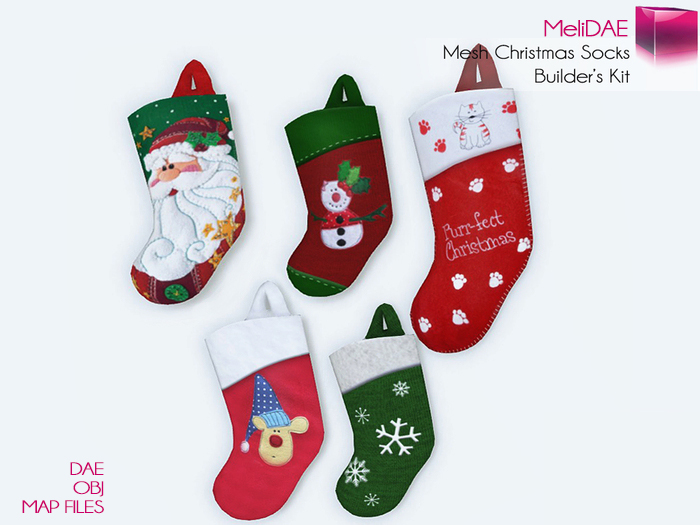 Dae, Obj, FBX, And Texture Files Christmas Socks - Builder's Kit