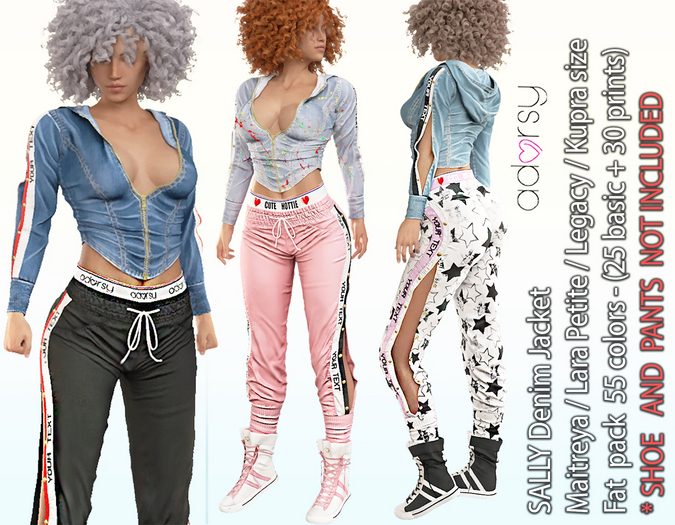 adorsy - Sally Denim Jacket Fatpack - Maitreya/Legacy/Lara Petite/Kupra