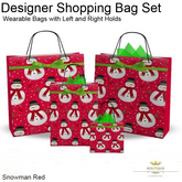 SNOWMAN RED - 4 Transferable Gift Shopping Bags To Wear (PLACE ON GROUND TO OPEN)