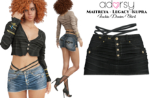 adorsy - Jackie Denim Skirt Dark Black - Maitreya/Legacy/Kupra