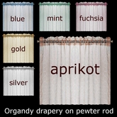 Organdy drapery on pewter rod collection (textures)
