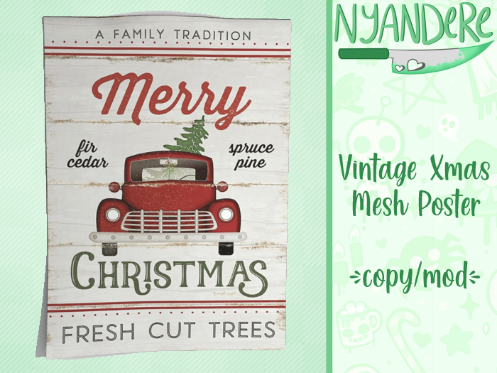 Vintage Mesh Xmas Poster #2 - Christmas Wall Decor