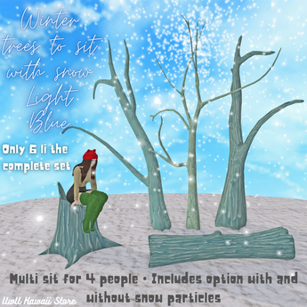 Second Life Marketplace - winter trees to sit with snow Light Blue- UwU ...