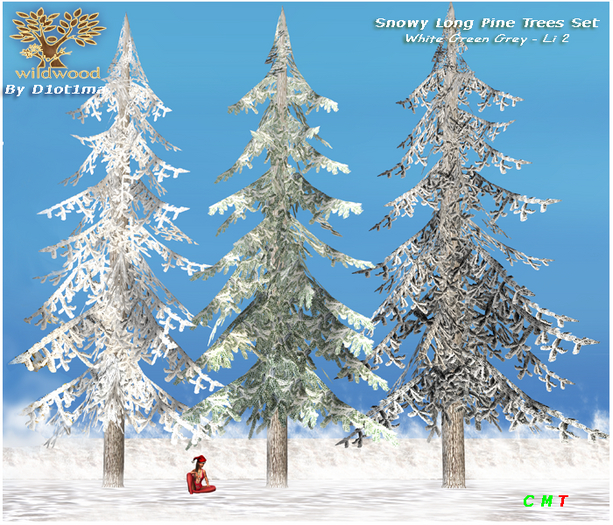✅[WildWood] Snowy Long Pine Trees Set
