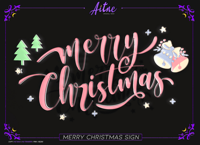 .Aitne. Merry Christmas Sign Pink