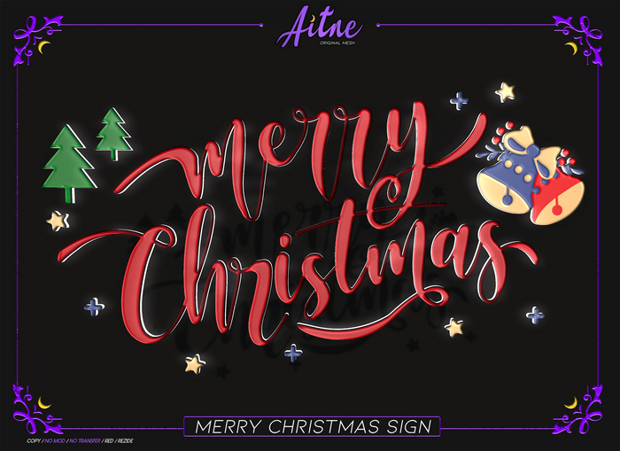 .Aitne. Merry Christmas Sign Red