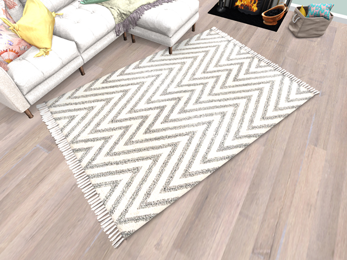 Tassle Chevron Cream Dark Stripe Area Rug #2 