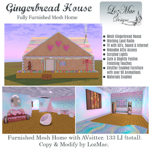 Gingerbread House (Furnished) *Over 90 Animations*
