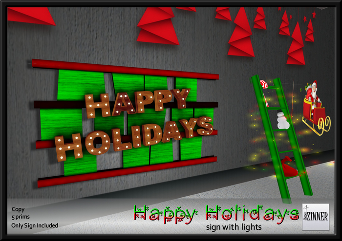 Zinner Shapes & Gallery - Happy Holidays Sign 