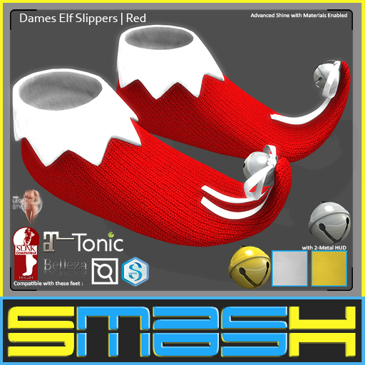 SMASH - Dames Elf Slippers (Red)
