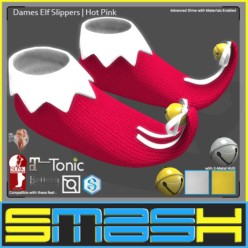 SMASH - Dames Elf Slippers (Hot Pink)