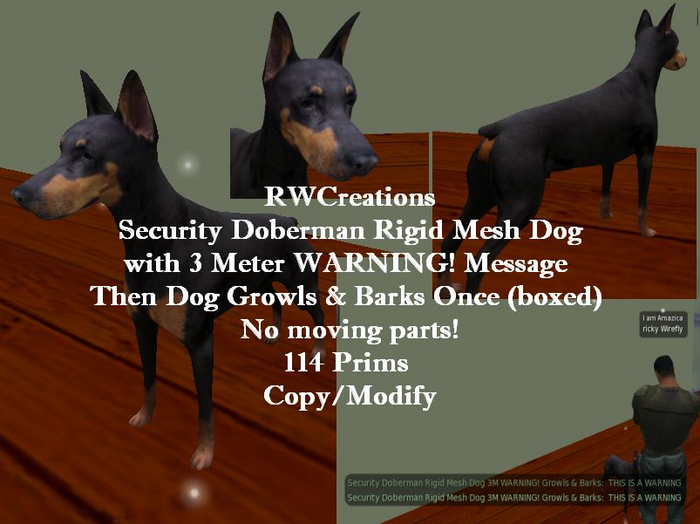 Security Doberman Rigid Mesh Dog 3M WARNING!Growls&Barks (box)