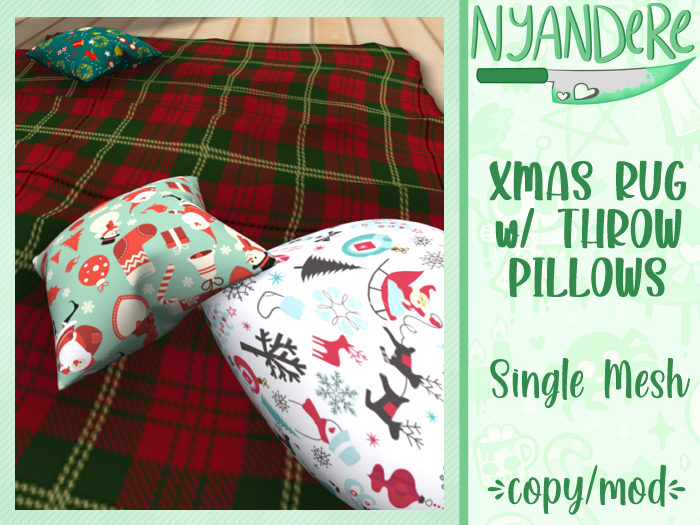 Christmas Mesh Rug with Throw Pillows