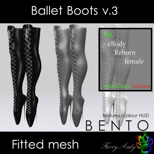 Second Life Marketplace - DEMO - Furry Andy - Ballet Boot's v3 - eBody ...